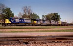 CSX 8472 leads 3 other SD40-2's and a U boat down track 1 towards West Hamlet